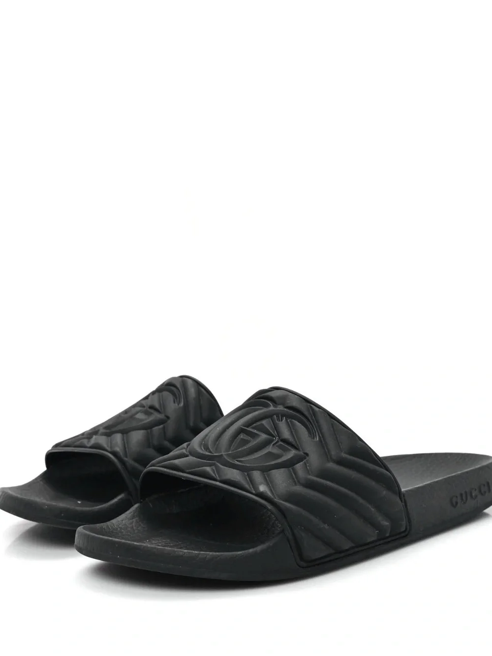 Gucci: Men’s Black Maltese Quilted GG Logo Slides Size:11.5 New in Box
